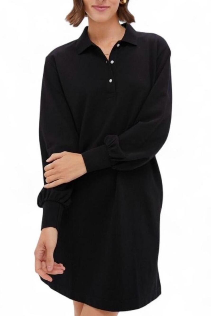 Tuckernuck NWT Black Long Sleeve Cotton Polo Shirt Dress Size XL $168 New